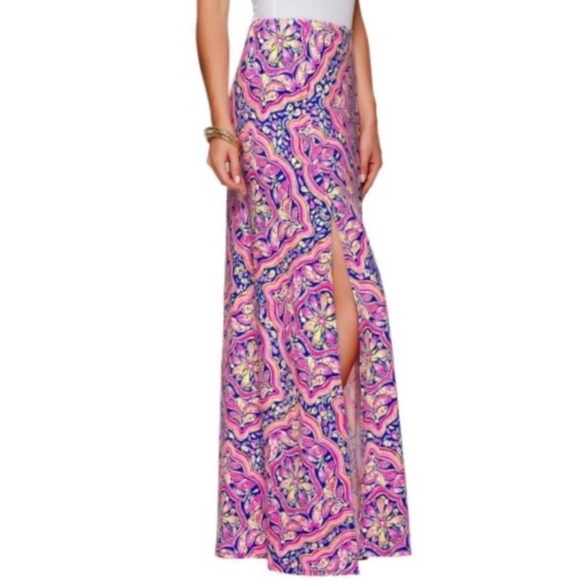 Lilly Pulitzer Resort Long Sexy Maxi Slits Skirt in Pink Size Small - Picture 1 of 9
